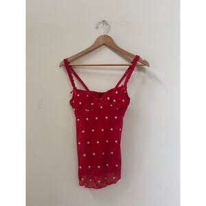 Vintage Rampage Red Lace Babydoll Sheer Bustier Tank Top Fairycore Y2K